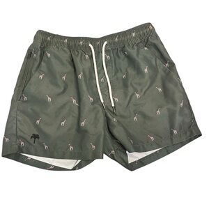 OAS Men’s Trendy Swim Giraffe Green Swim Trunks Size Small